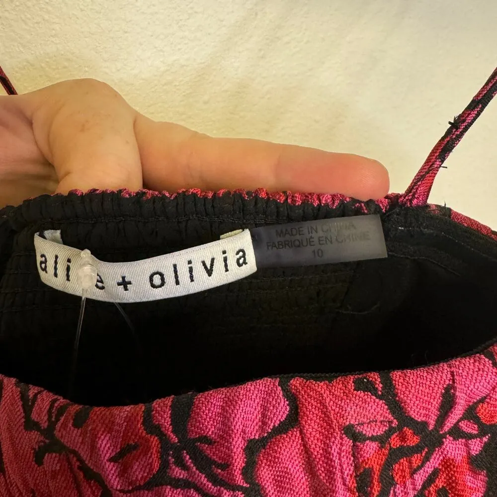 NWT $495 Alice + Olivia Women's Jamila Spaghetti Strap Tiered Mini Dress - Image 6