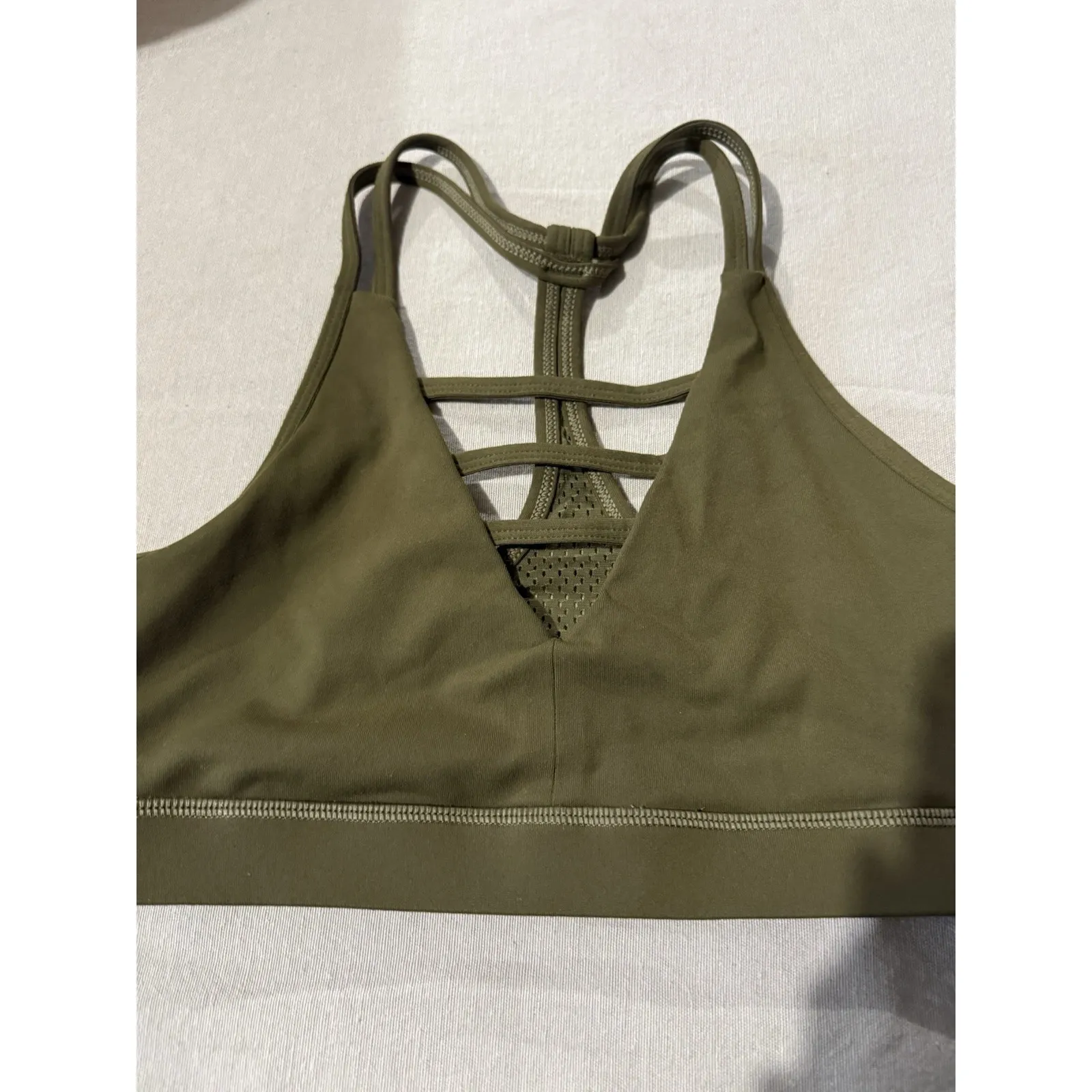 Zyia Active Olive Green Strappy Sports Bra Size M Removable Pads Not Included - Image 3