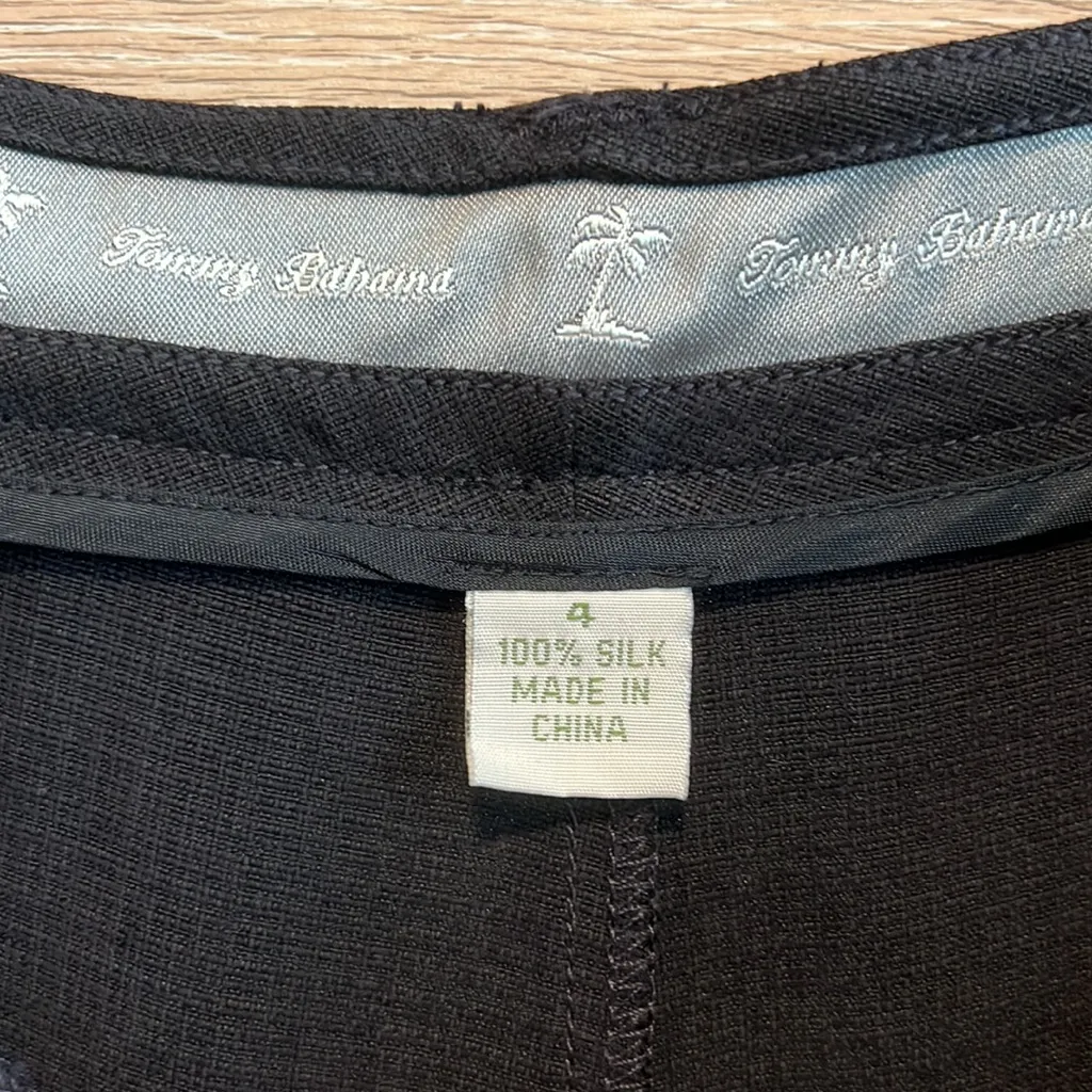 Tommy Bahama Waxed Silk High Rise Black Trouser Pant, 4 - Image 9