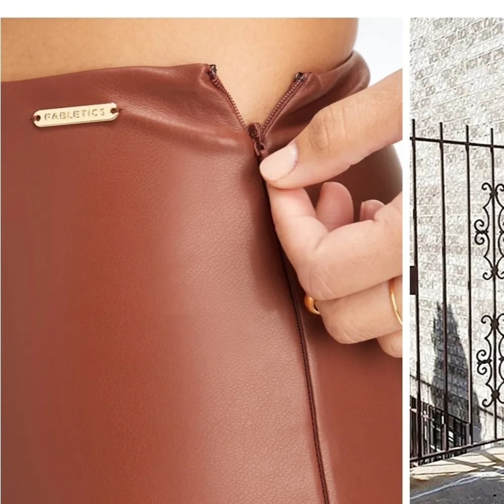 Fabletics vegan leggings rust colored ladies size small - Image 2