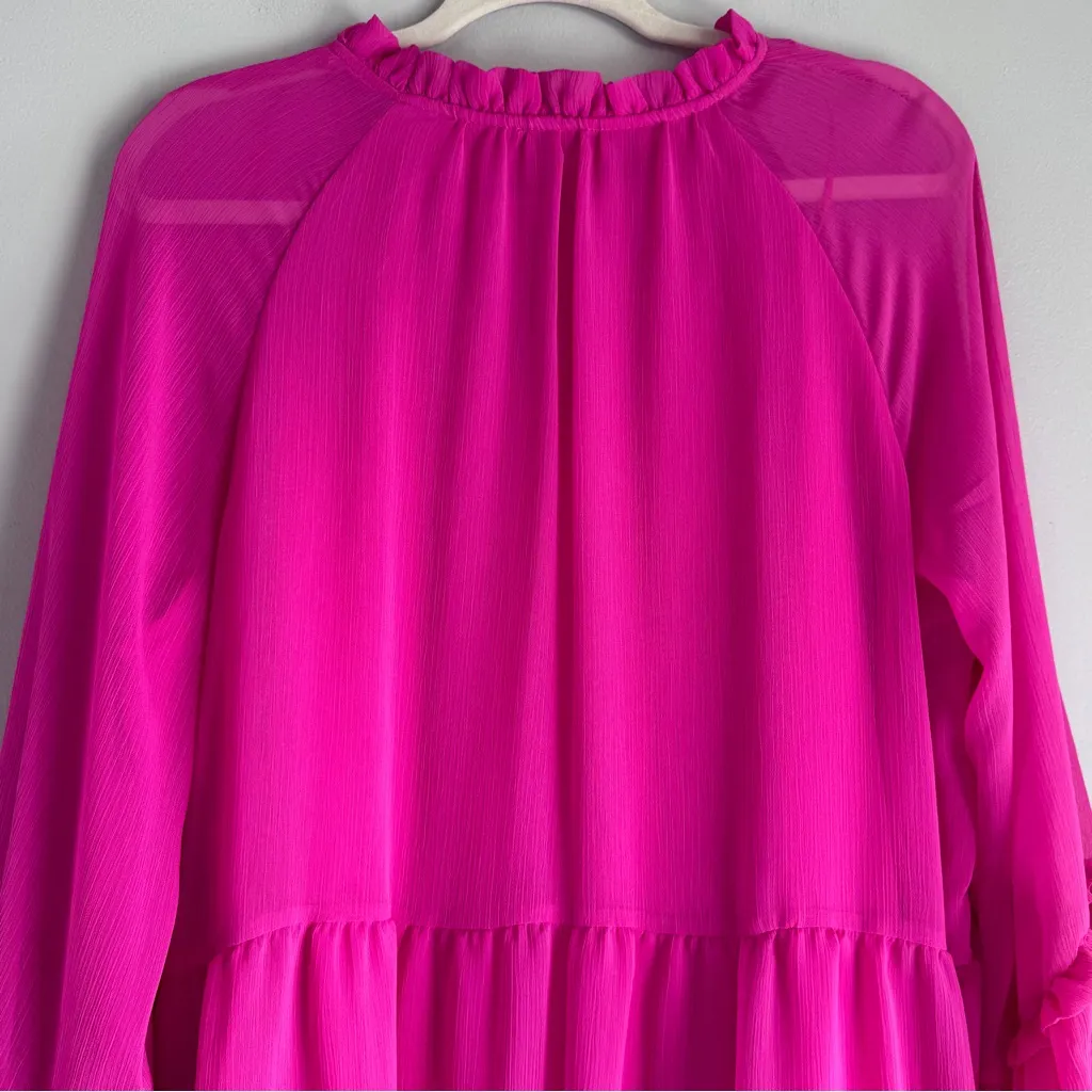 Vince Camuto Long Sleeve Tiered Mini Dress Orchid Pink Size Large - Image 8