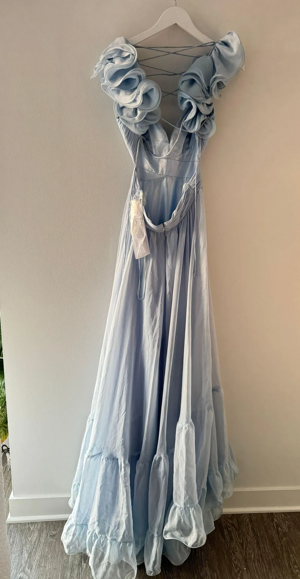 Ruffle Tiered Cut Out Blue Gown 6 - Image 14