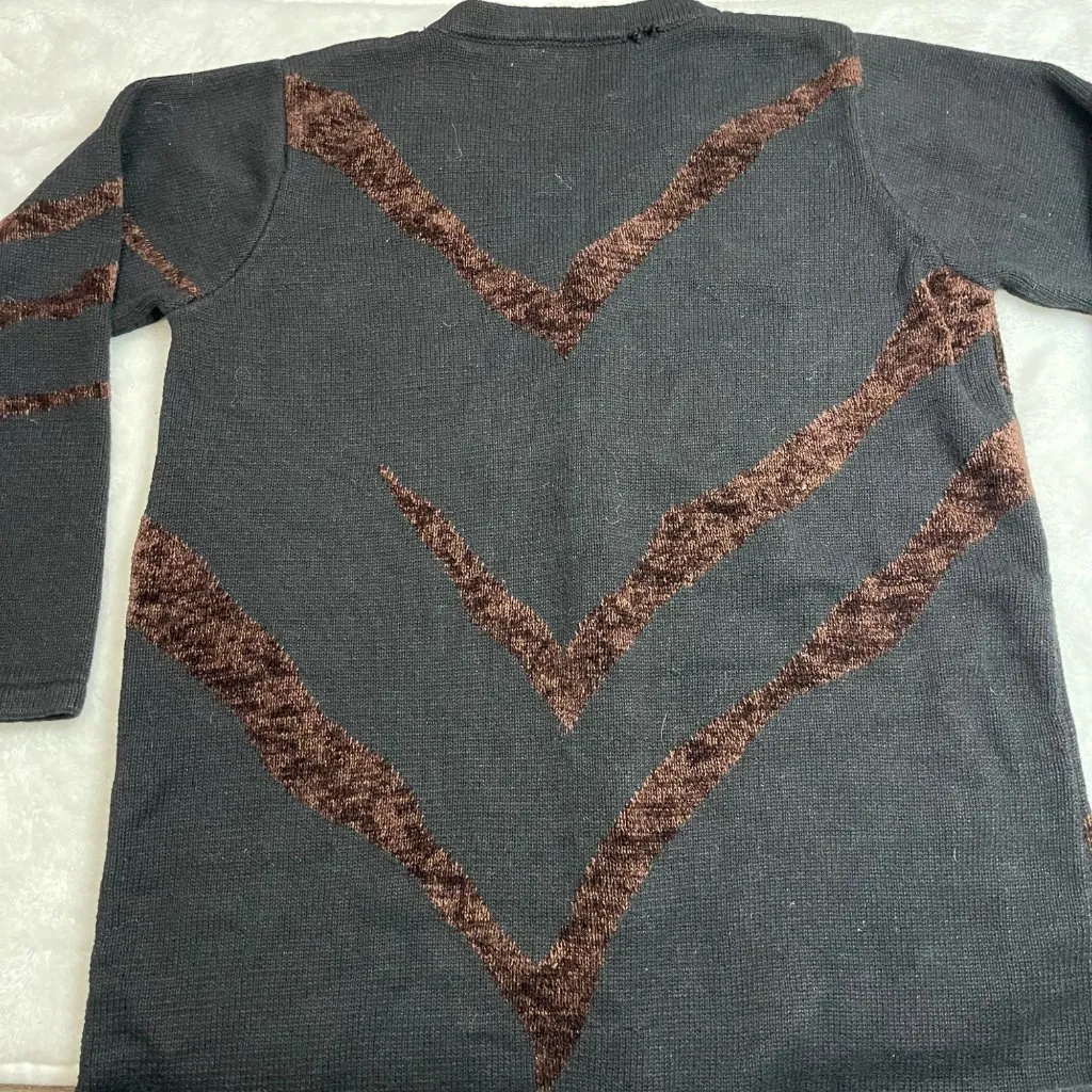 Vintage Storybook Knits‎ Tiger Stripe Cardigan Sweater Women's Large Black FLAW - Image 13