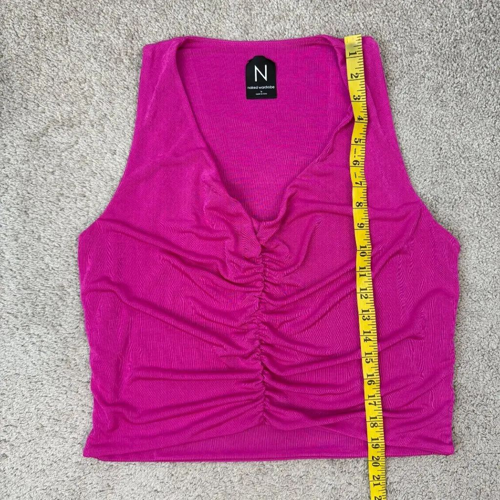Naked Wardrobe Ruched Front V-Neck Crop Tank Womens‎ Size 1X Pink - Image 6