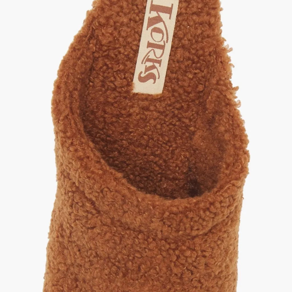 NEW KORKS Teddy Faux Fur Teddy Clog Slip On Comfort Brown - Image 5