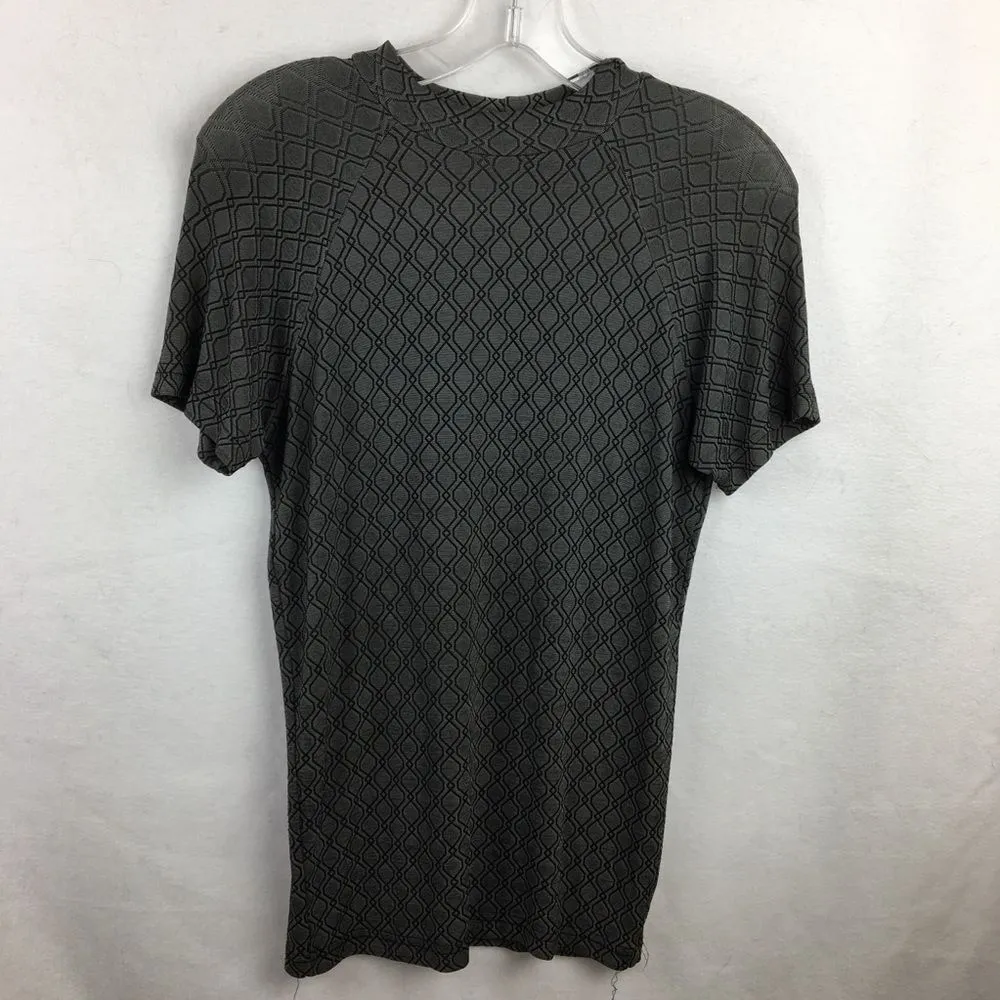 Jean Paul Gaultier Gray & Black Short Sleeve Print Faux Mock Turtleneck Top M Size M - Image 6