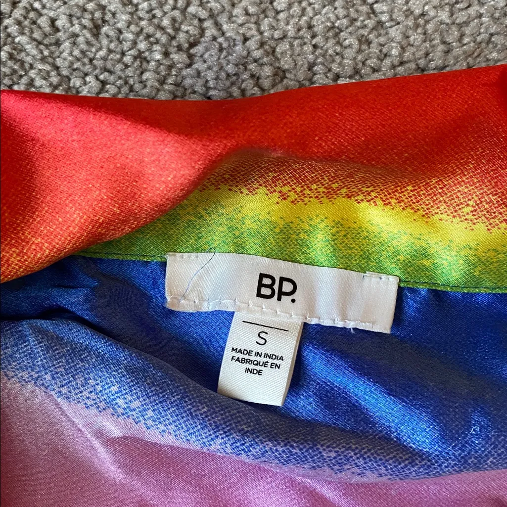 BP  Satin Multicolor Button Down Long Sleeve Blouse SIZE S - Image 3