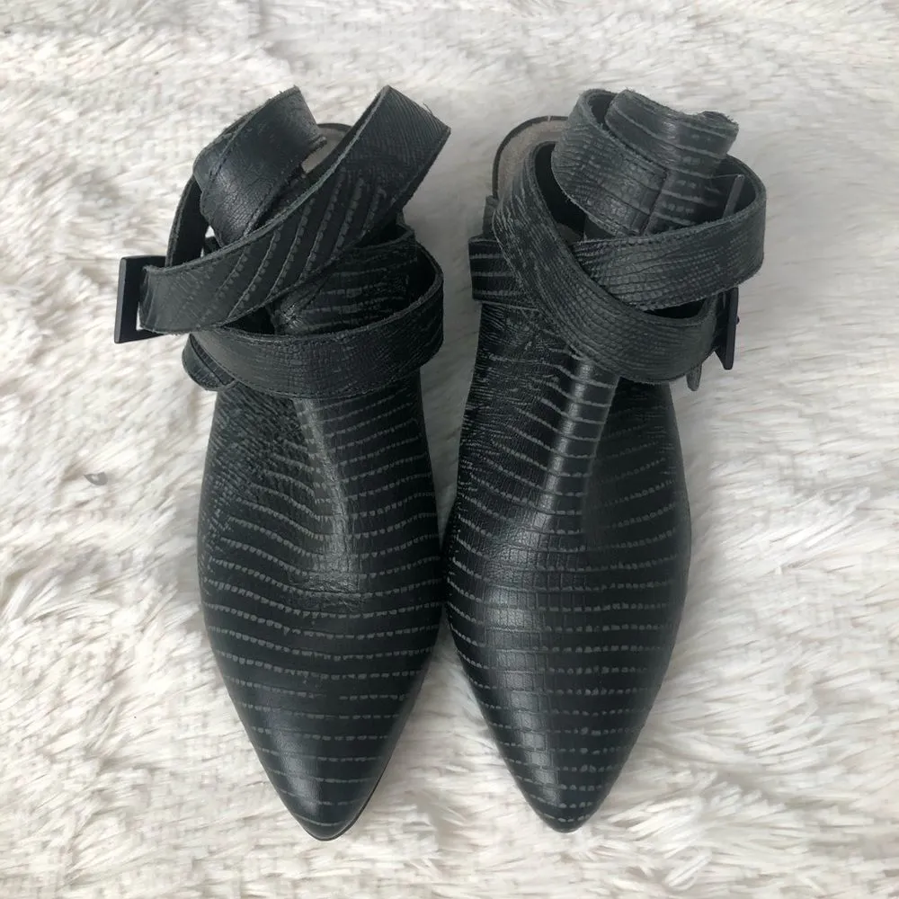 Matisse X Ascot Friday Black Leather Talon Wrap Ankle Open Back Booties 6 - Image 100