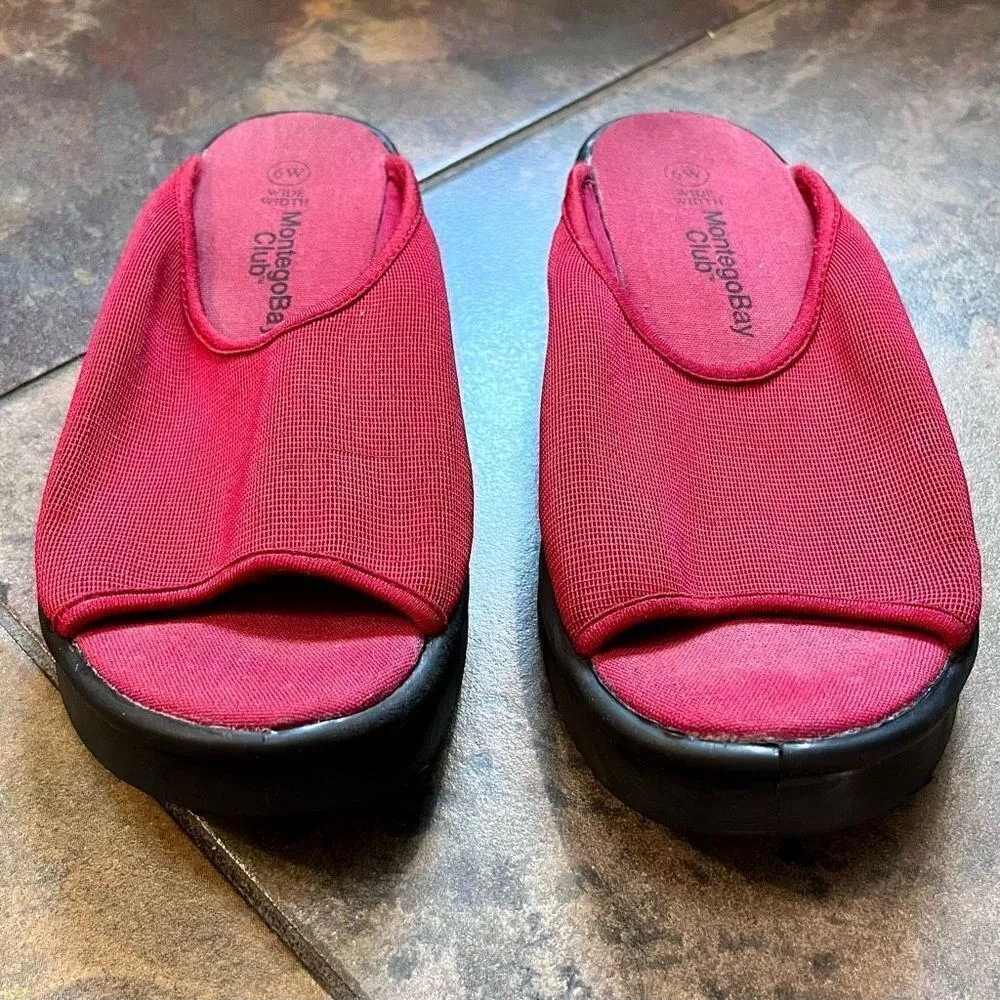 Montego Bay Club Women’s Red Stretch Slip ons Size 6 Wide - Image 2