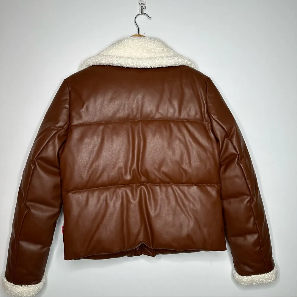 Levi's Women's Breanna Faux Leather Puffer Jacket with Sherpa Lined Collar XS - Image 8