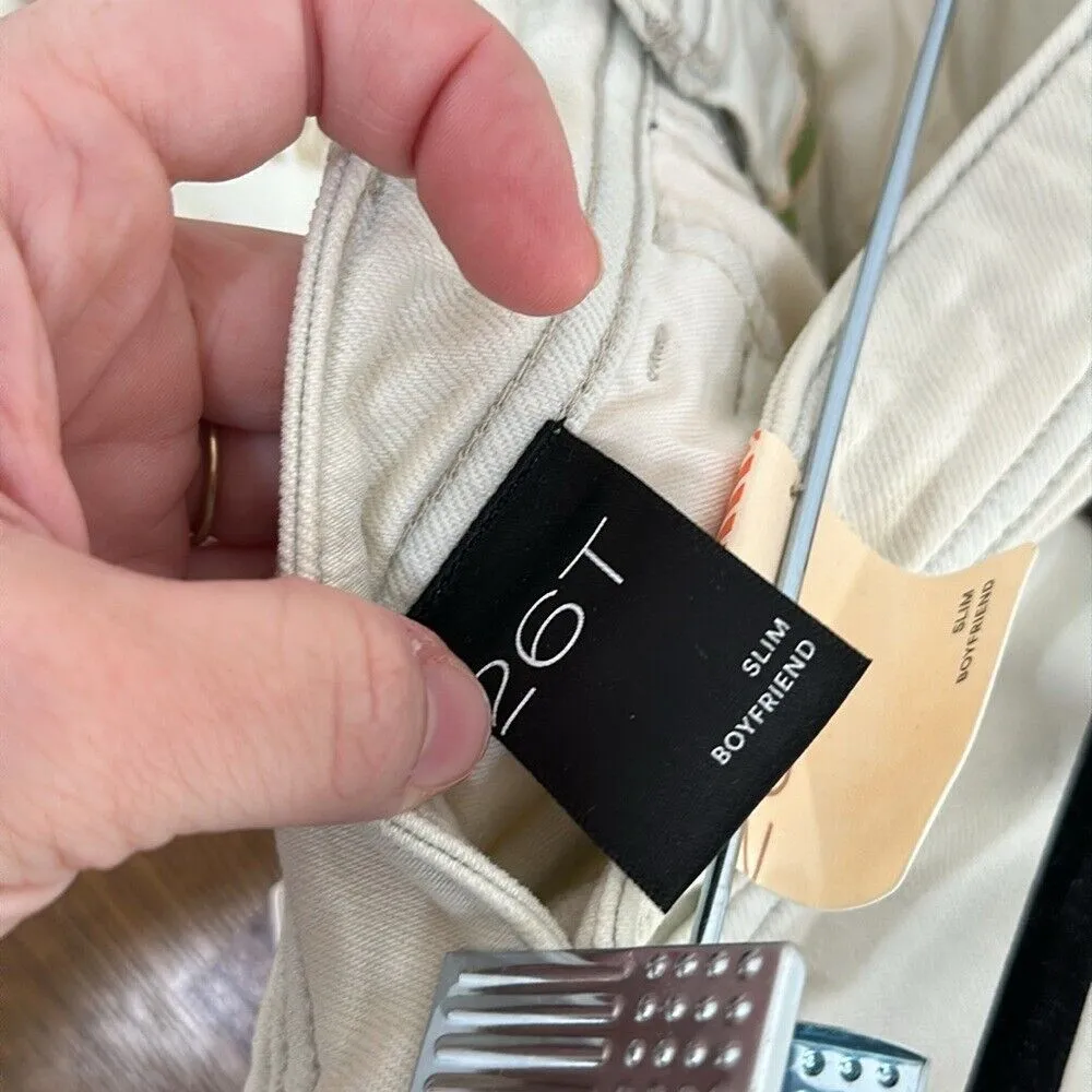 PILCRO Womens‎ Jeans 26 TALL Slim Boyfriend Cream Embroidered Floral Pants NEW - Image 7