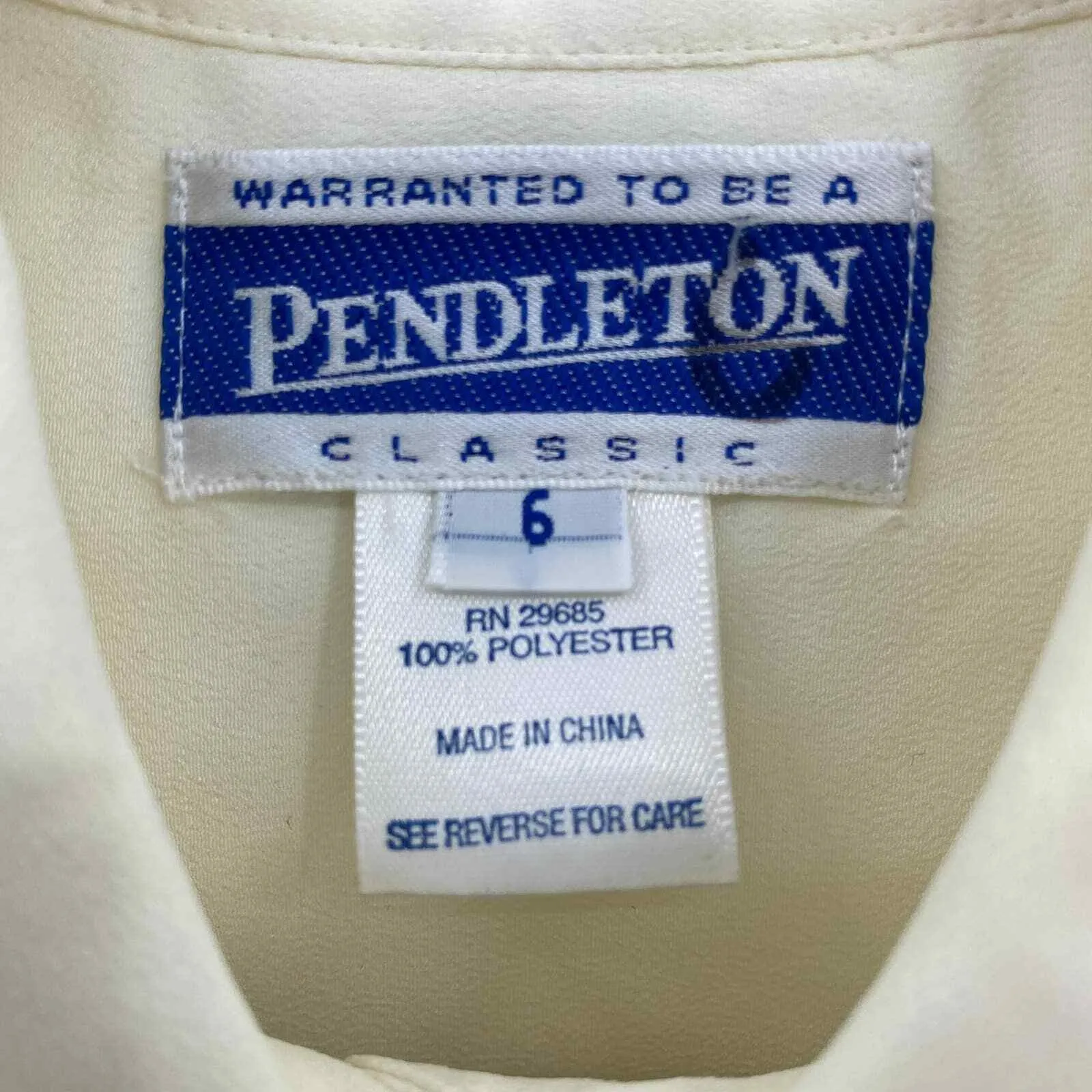 Vintage Pendleton Secretary Shirt Womens 6 Pale Yellow Polyester Semi Sheer - Image 3
