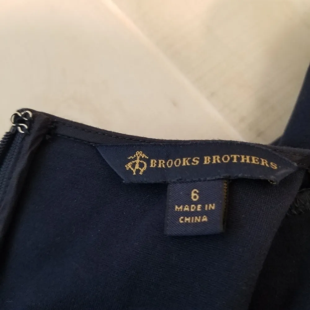 {6} Brooks Brothers Embroidered Floral Shift Dress Deep Navy - Image 11