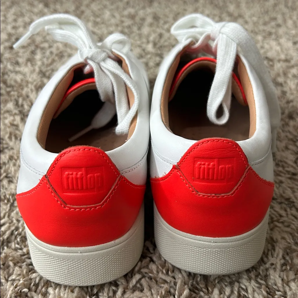 FitFlop Rally Neon-Pop Leather Sneakers Sz 8 - Image 2