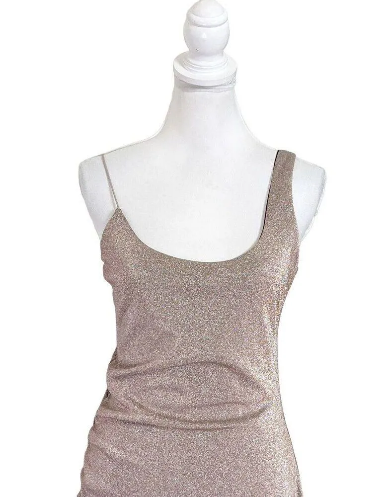ALIX NYC Revolve Emmons Metallic Ruched Mini Dress Jersey Knit In Blush Size M Pink Size M - Image 3