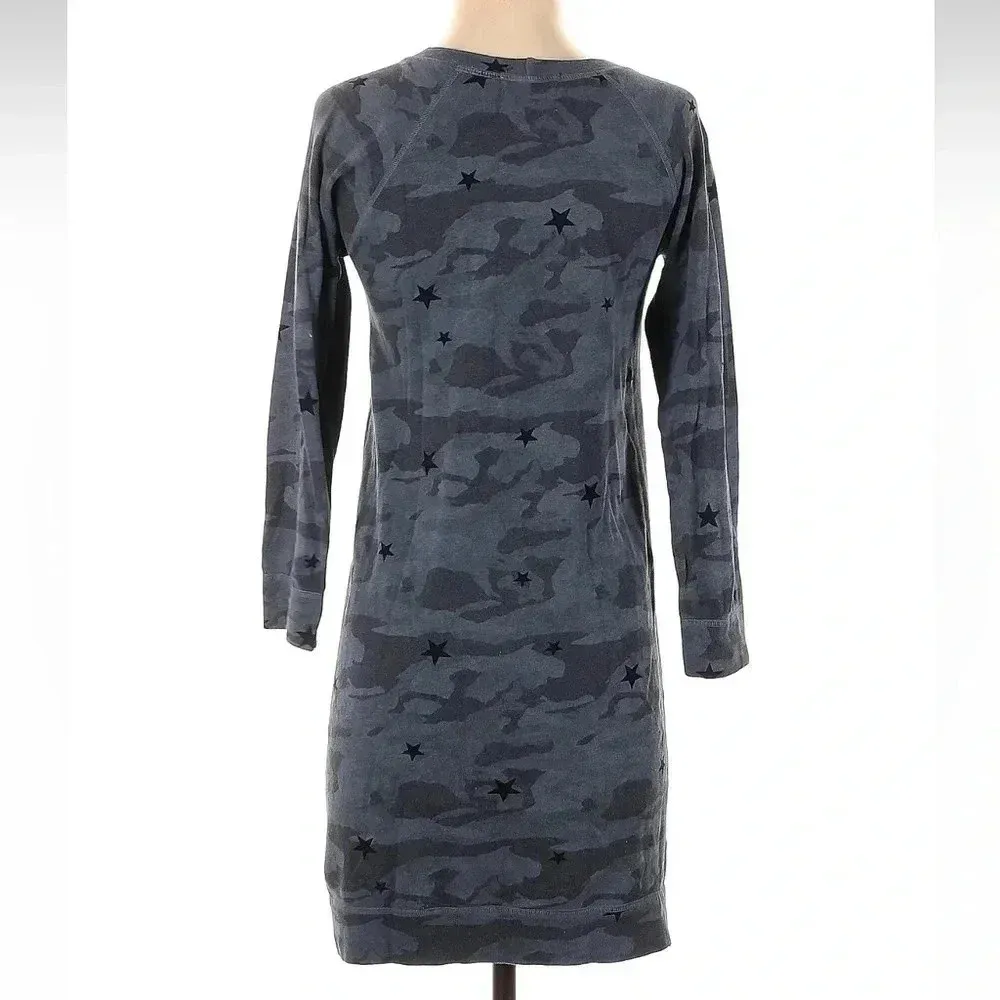 MONROW Blue Camo Stars Sweatshirt Long Sleeve Dress Women’s Size XS Black - Image 6