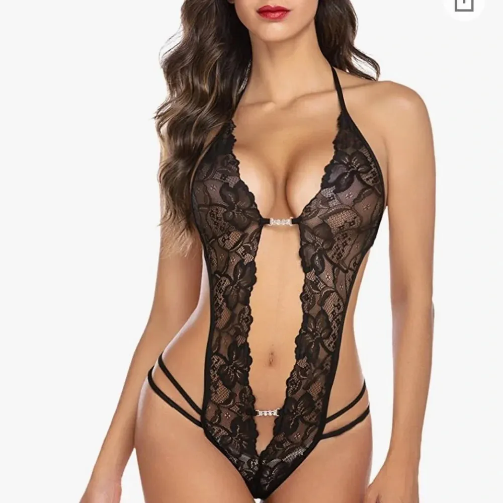 Women’s one-piece black lace bodysuit lingerie XXL - Image 3