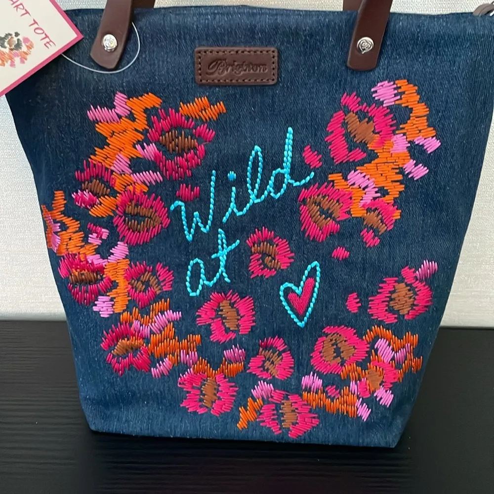 Brighton Wild at Heart Denim Messenger Bag NWT - Image 4