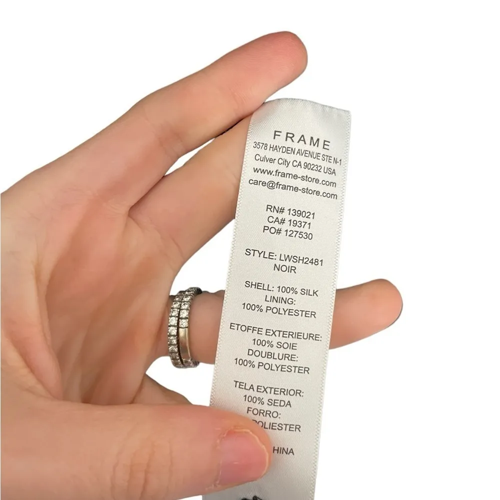 frame denim Frame Black Silk Long Sleeve Sheer Blouse Small - Image 2