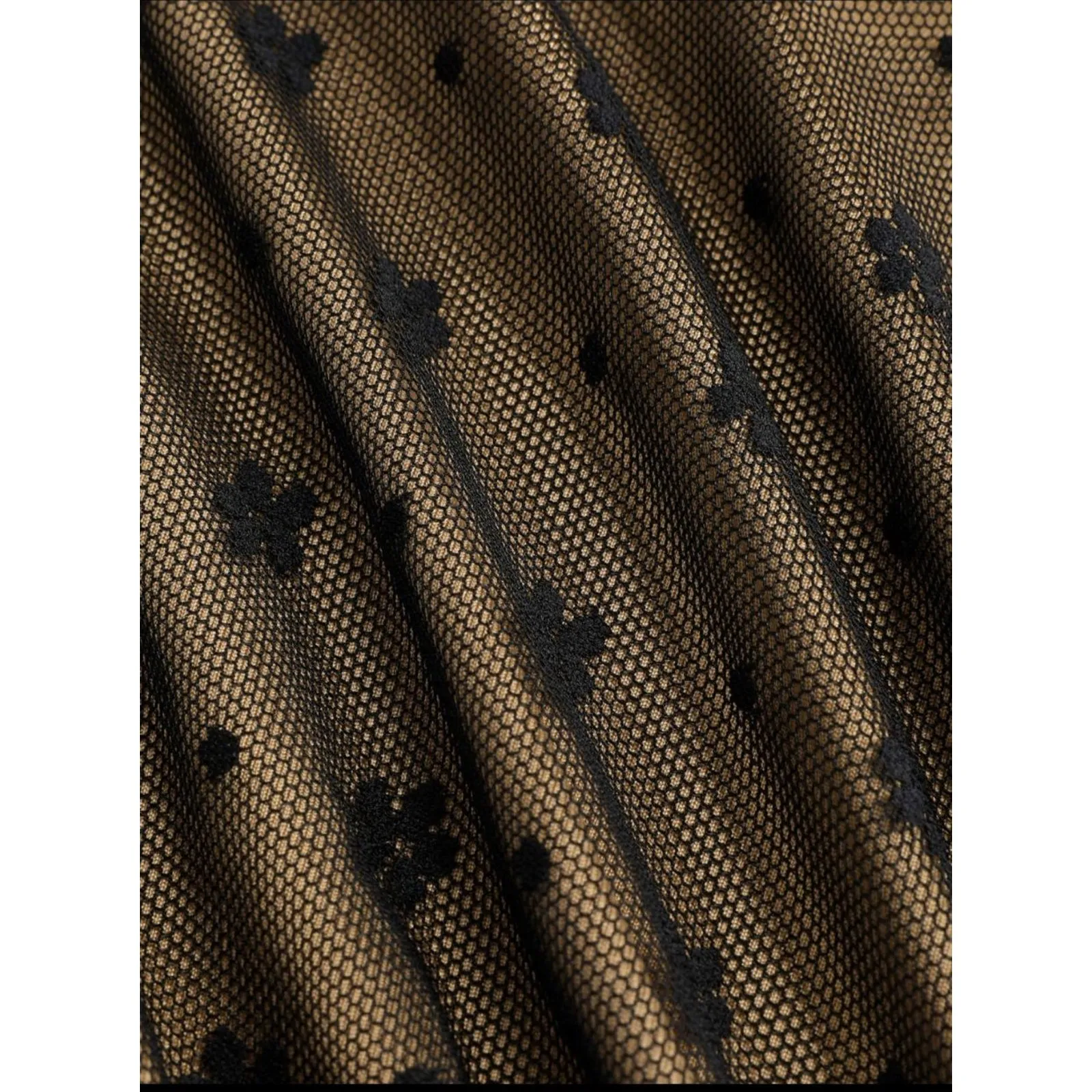 NWT Sexy Floral Lace V Neck Ruffle Cami Stretch Top Adjustable Strap M Black Tan - Image 11