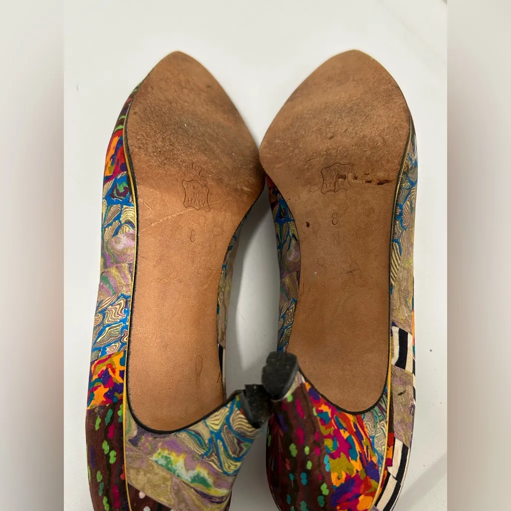 Sesto Meucci Artsy Silk Heels Brown Green Multi Size 8 N Narrow - Image 10