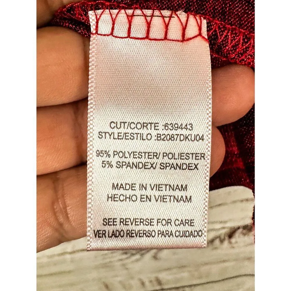 Halo Women's Polyester Spandex Sparkle Sequin Accent Pullover Top Red Medium - Image 7