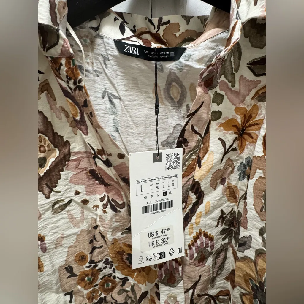 NWT Zara Guipure Print Multicolored Top Size Large Co-Ord Set - Image 7