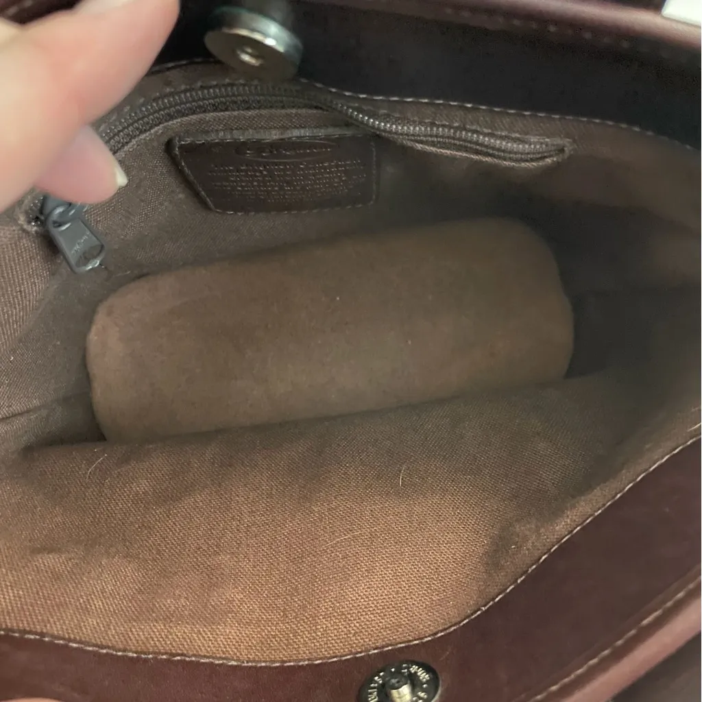 Vintage Brighton Purse Bucket Bag Leather Embroidered Flower Beaded Brown Silver - Image 7