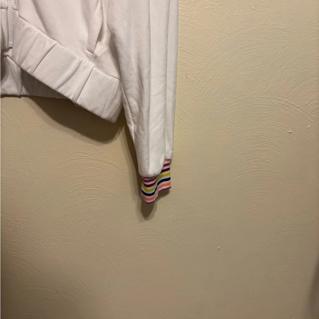 Lou & Grey White Varsity Jacket with Rainbow Cuffs - Image 7