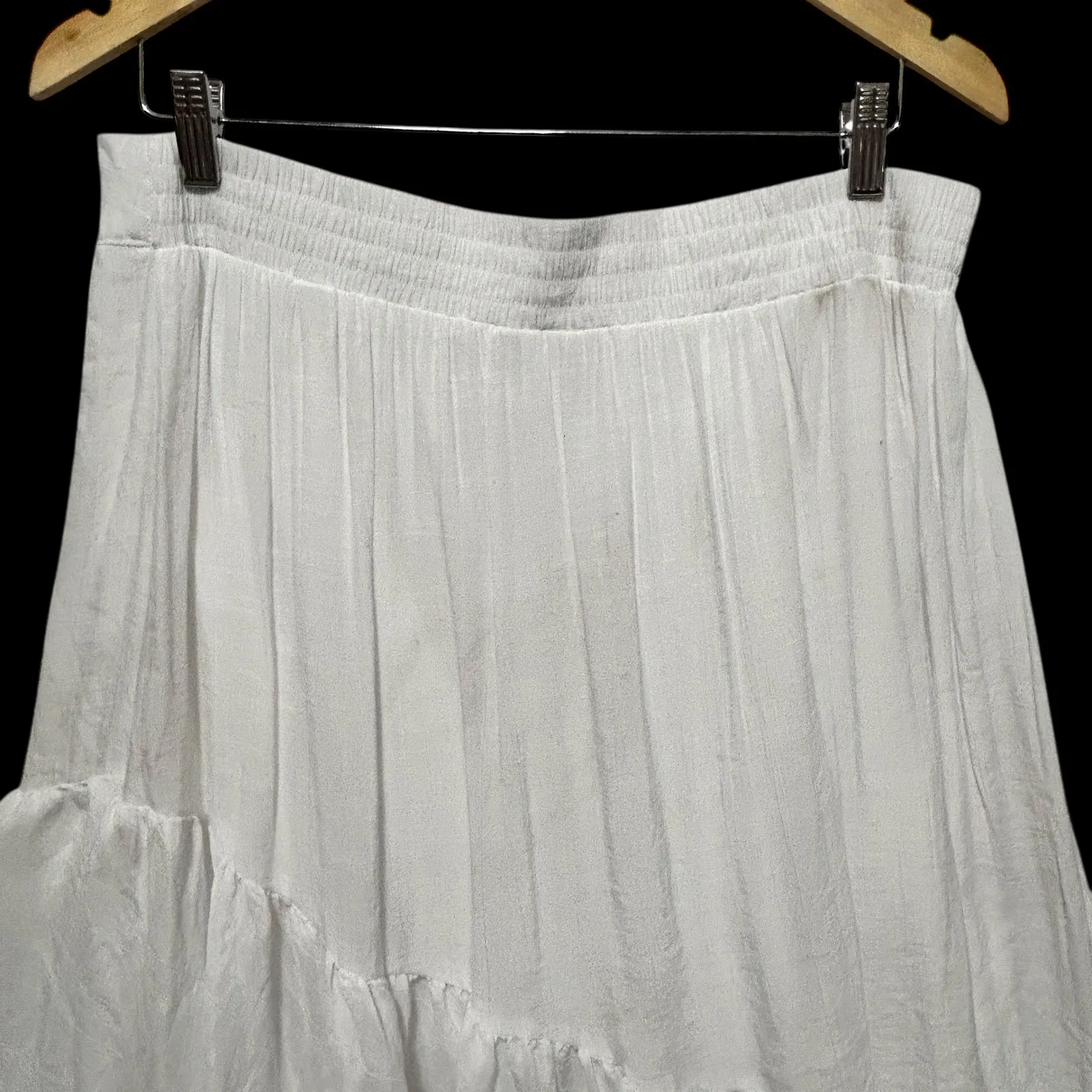 Cato Boho Skirt 14/16W White Asymmetrical Ruffle Midi Cottagecore Indie Festival - Image 5