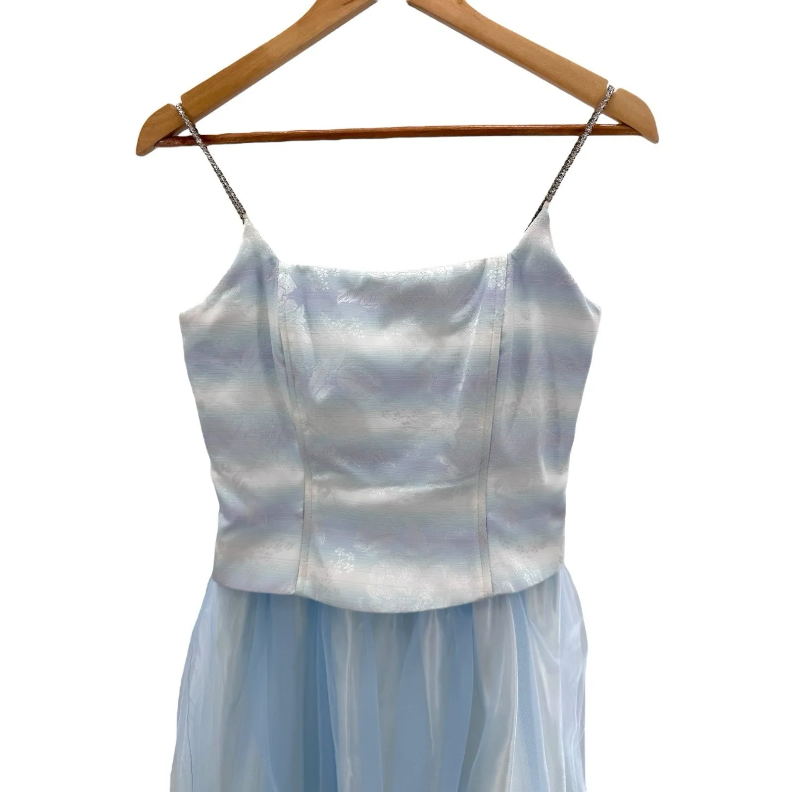 BETSY & ADAM by‎ Jaslene Blue Tulle Fit & Flare Midi Dress Size 6 Vintage Y2K - Image 2