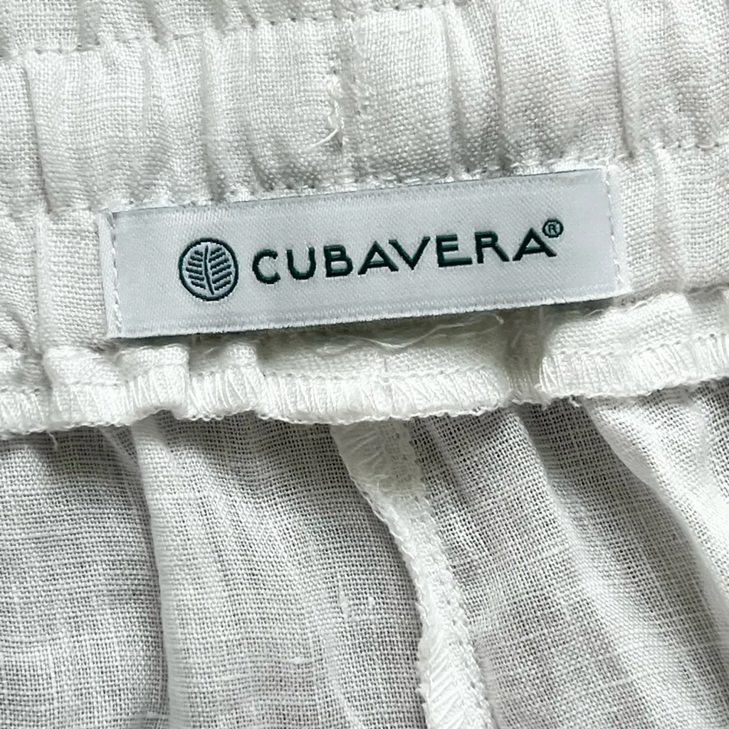 Cubavera women’s wide leg white linen pants drawstring coastal vacation neutral Size L - Image 6