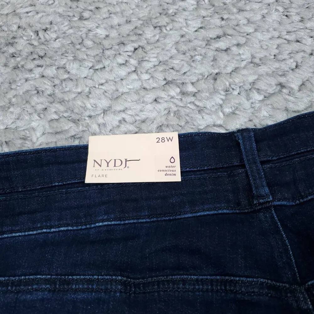 NYDJ Ava Ankle Flare Blue Dark Wash High Rise Paneled Jeans Plus Size 28W - Image 6