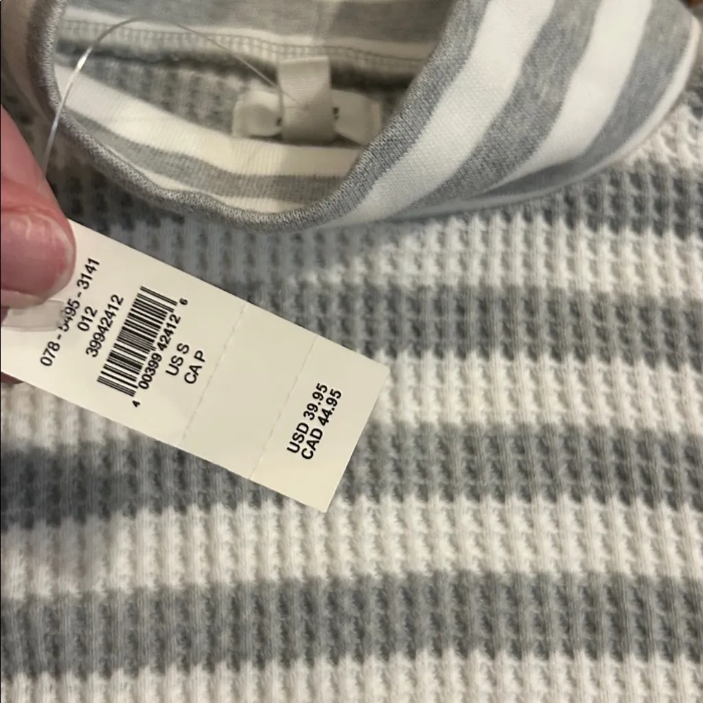 Aerie New textured waffle knit striped active top mock neck size small cozy - Image 4