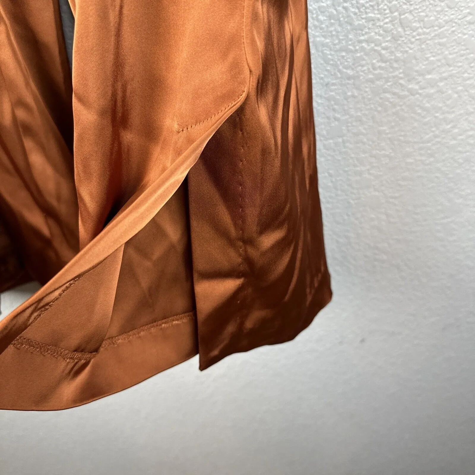 Joie Womens Wide Leg Cropped Belted Pants Size XL Terracotta Satin Pockets - Image 4