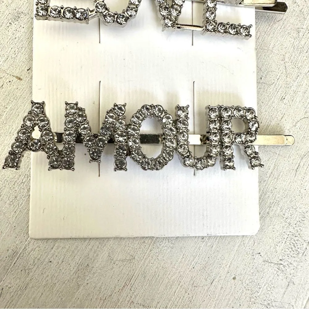 Guess silver tone two piece rhinestone Bobbi pin hair pin set - Image 5