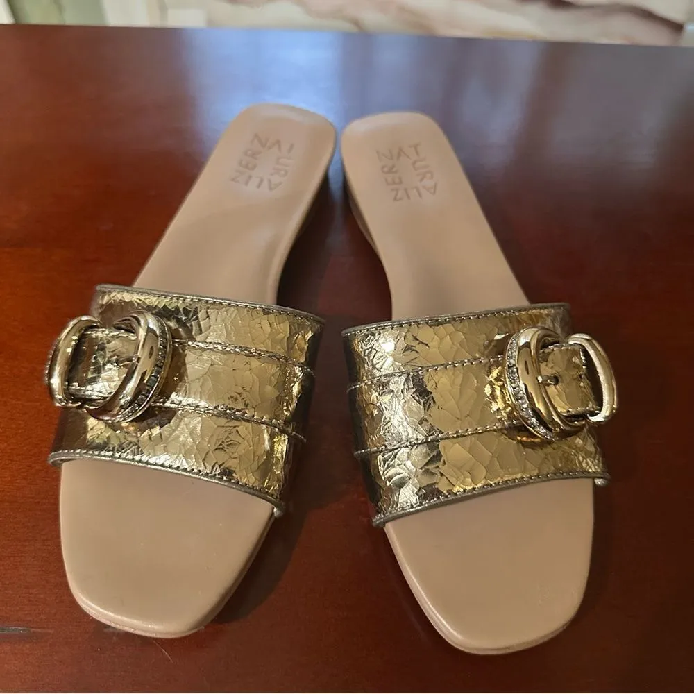 Naturalizer Gold Santiago Slip On Slide Flat Sandal With Buckle Size 7.5 - Image 7