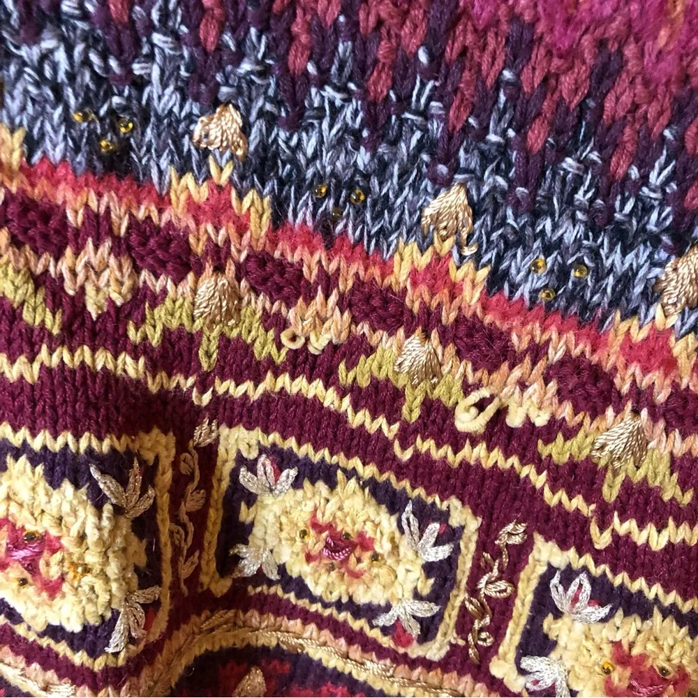 Heirloom Collectibles Vintage Ramie Mohair Metallic Embroidered Button Sweater M Size M - Image 4