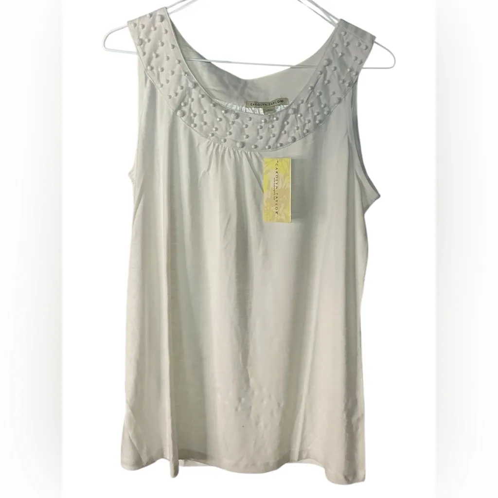 Carolyn Taylor White Embellished Tank Top - Image 2