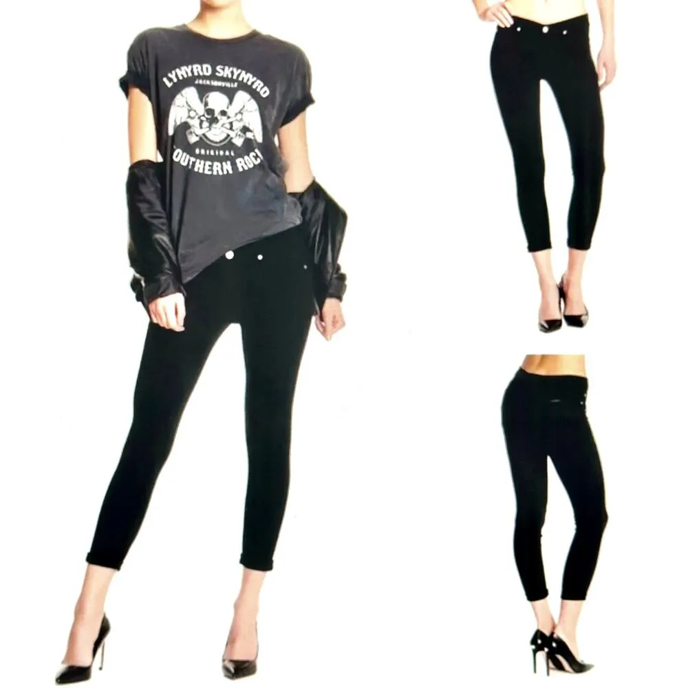 Hudson Harkin Super Skinny Crop Jean Cuffs Black Knight 29 - Image 4