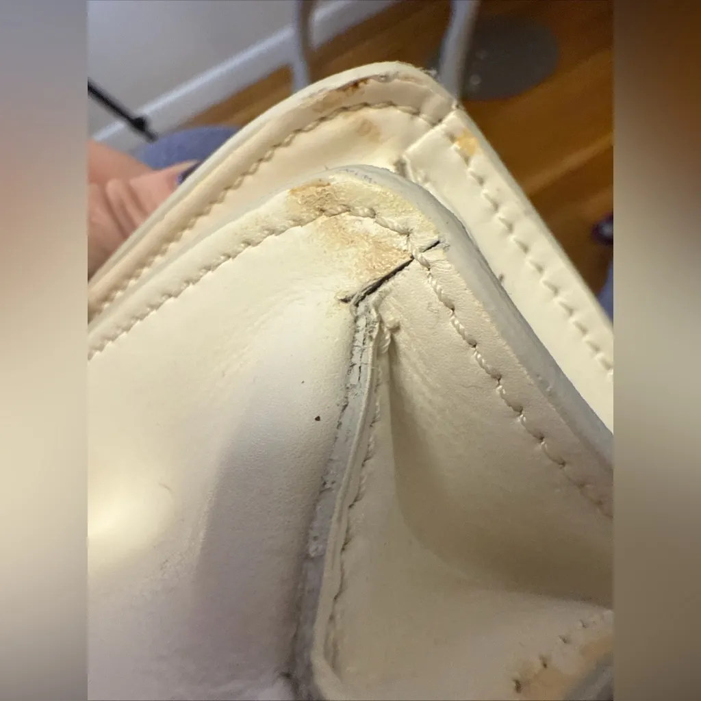 Vittoria Napoli Italy Leather Purse Bag Crossbody Gold Ivory EUC - Image 14