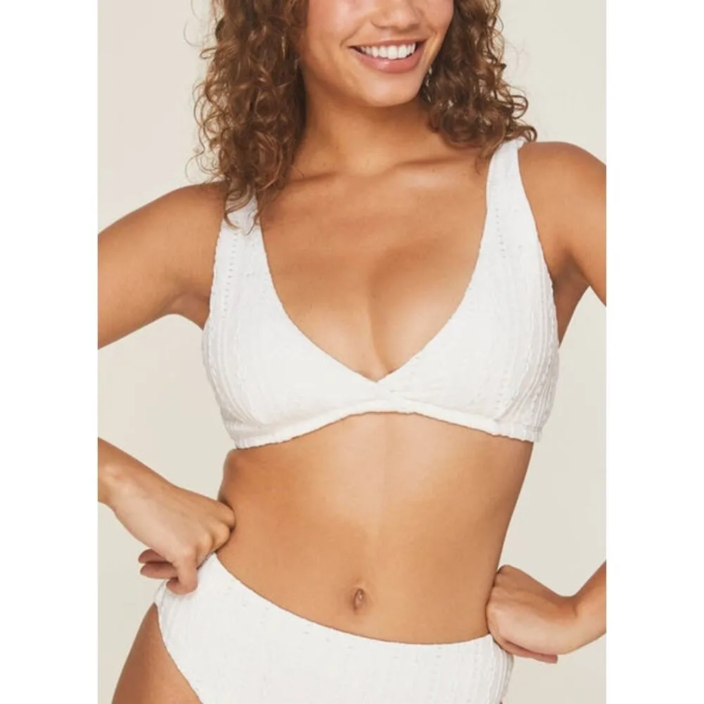 Andie The Belmar Bikini Top in Coconut Floral Eyelet M NWT - Image 5