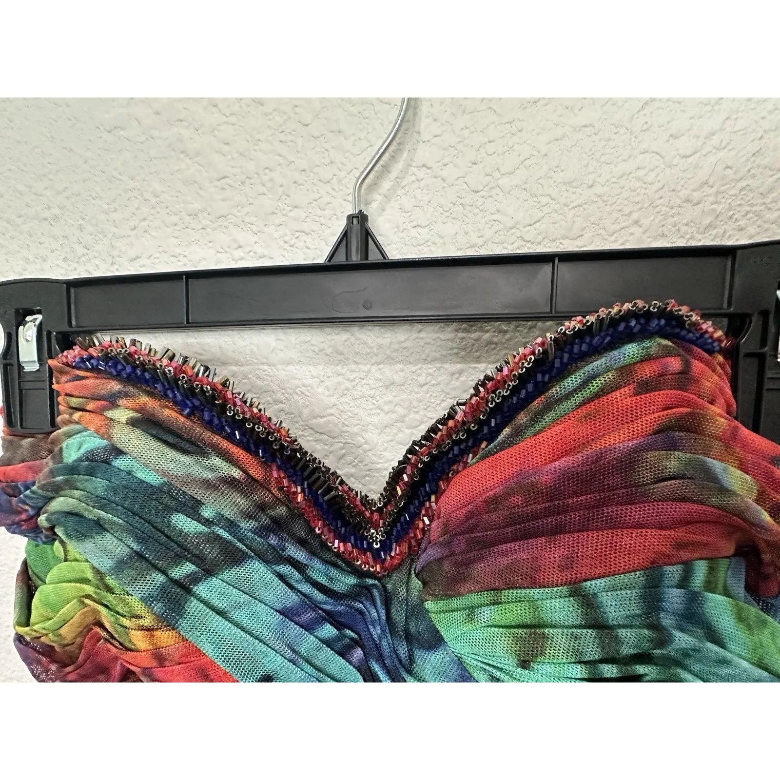 Alberto Makali strapless, ruched, multicolored mini dress, Size 4 - Image 4