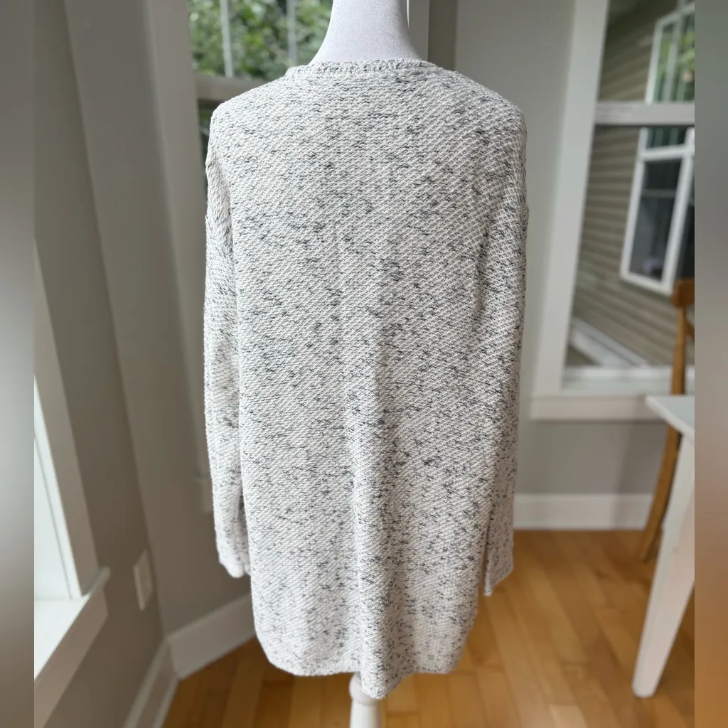 PureJill J. Jill White Speckled Shaker Knit Cotton Open Cardigan Sweater Large - Image 10
