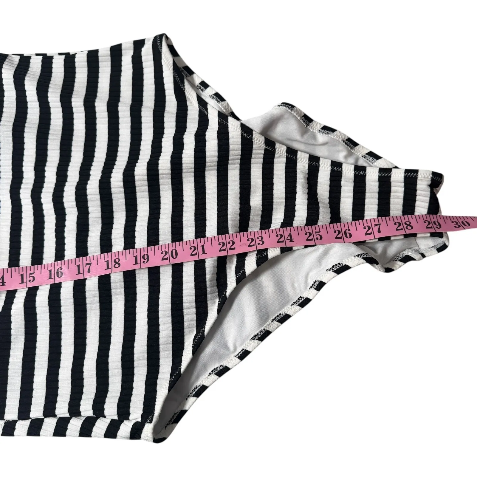 Swimsuits For All Ashley Graham Black White Stripe Ribbed One Piece Swim Size 10 - Image 4