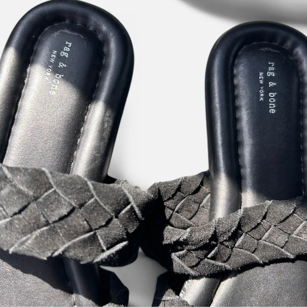 Rag & Bone Lewis Pointed Flat Slip On Leather Braided woven Sandals 7 womens - Image 4