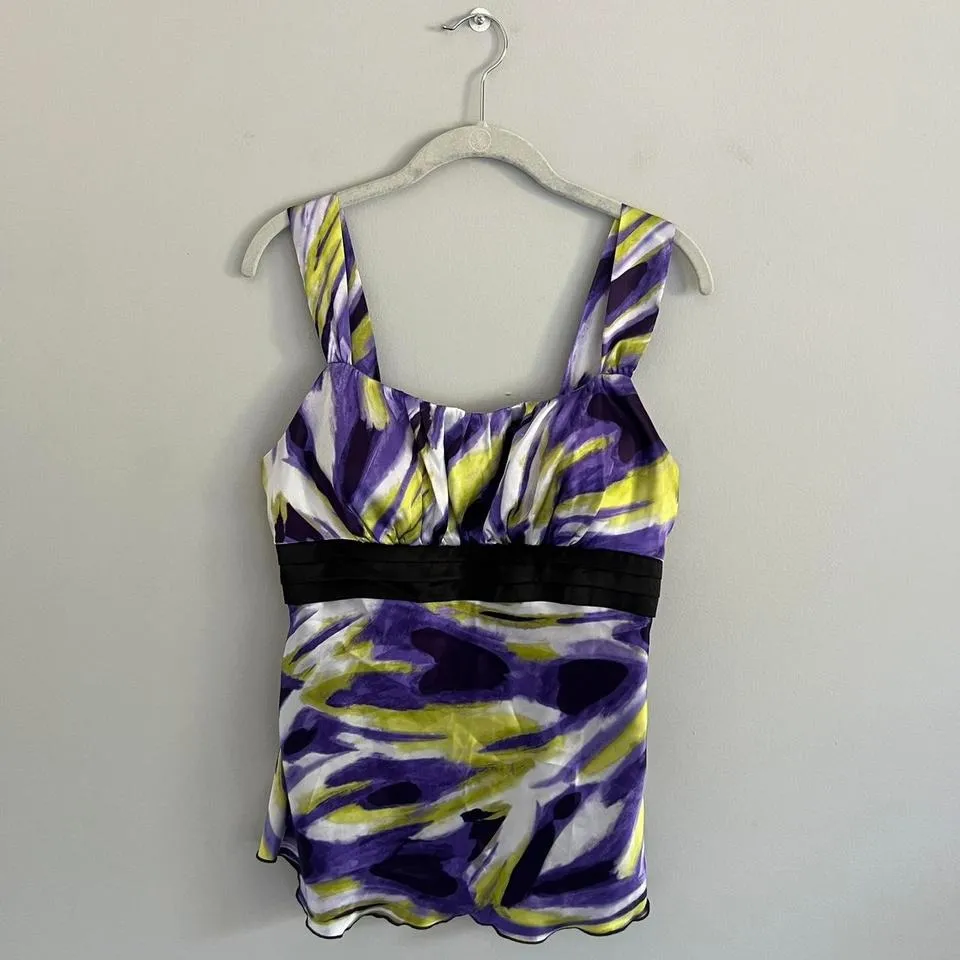 Y2K PURPLE AND GREEN A.‎ BYER BUSTIER SATIN TANK TOP - Image 2