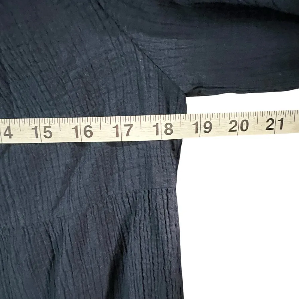 J Crew Beach Tunic Dress Womens S Blue Crinkle Cotton Tiered Cover Up Coastal - Image 9