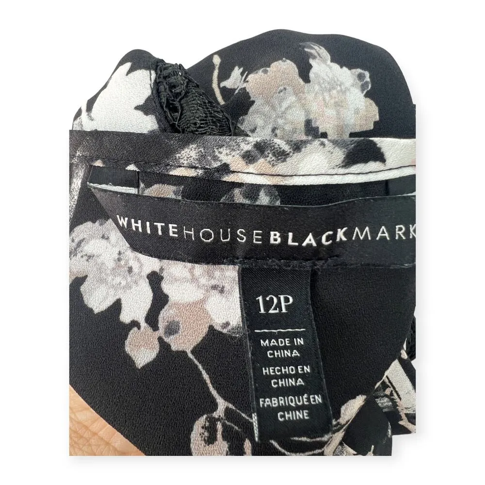 WHBM | 12 | Floral Pleated Front Pullover Top Lace Peasant Top Blouse - Image 5