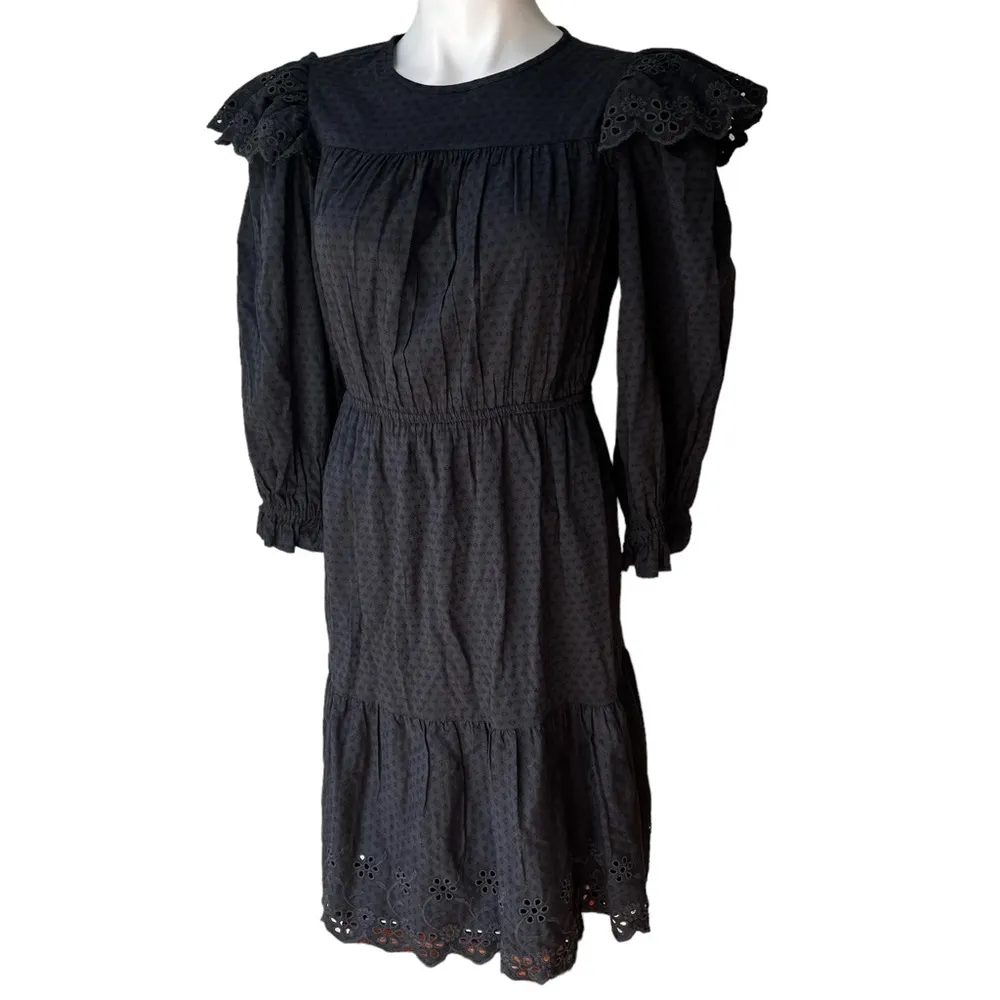 NWT, Universal Thread Ruffle Long Sleeve Ruffle Dress Dark Gray, Sz XS - Image 4